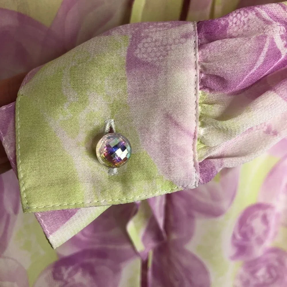 Escada Rose Sleeveless Dress and Sheer Wrap Jacket Set Floral Print - Picture 5 of 16